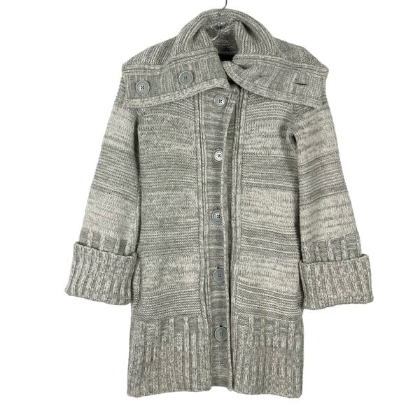 NWOT ARMANI EXCHANGE Cardigan XS Wool Alpaca Grey Sailor Neck Chunky Knit - Picture 1 of 7